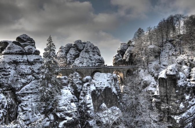 Bohemian And Saxon Switzerland Winter Tour from Prague - Bastei Bridge: the Elbe viewpoint on the German side