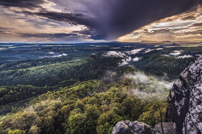 Bohemian Switzerland From Prague with Brewery Tour & Beer Tasting - Neurathen Castle: ruins with a timeline behind them