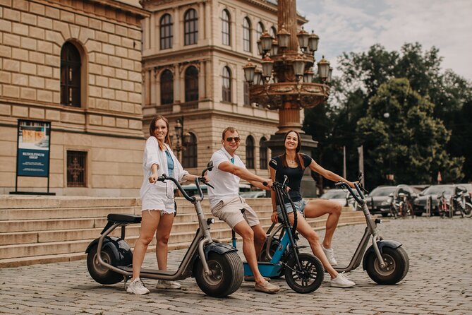 Guided sightseeing e-scooter tour of Prague: 2 hours - National Theatre and the fountain square finish: your last look at Prague’s stage