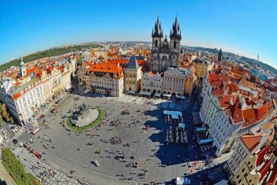 Prague Old Town tour and external Jewish Quarter - Municipal House and the Powder Tower Exterior: Art Nouveau Meets Civic Prague