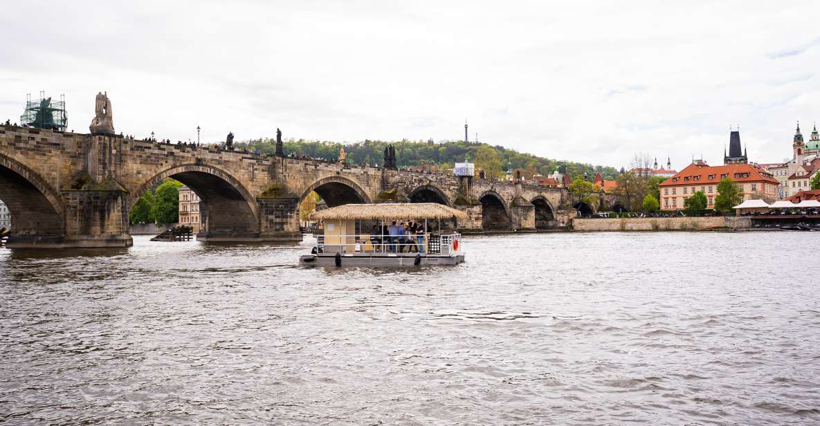 Prague: Party Tiki Boat Sightseeing Cruise with Drinks - The 90-minute route: National Theatre to Štvanice Island via Charles Bridge