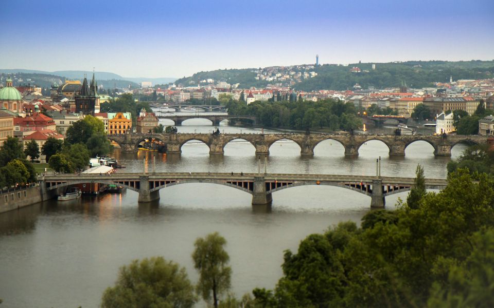 Prague: Stunning Viewpoints, Castle, City & Park Bike Tour - Wenceslas Square and National Theatre: the classic Prague center