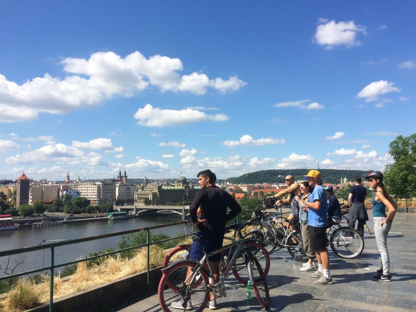 Prague: Stunning Viewpoints, Castle, City & Park Bike Tour - Vltava River riding and Hlávkův most: scenery with momentum
