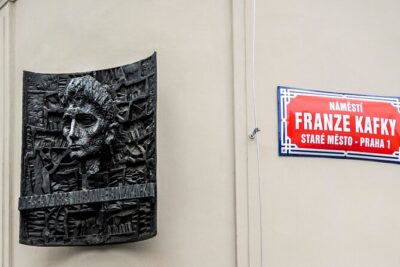 Prague Through the Eyes of Franz Kafka 150 minutes Tour - Finding Your Guide at GET PRAGUE GUIDE (Blue and White Umbrella)