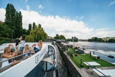 Prague: Vltava River Lunch Cruise in an Open-Top Glass Boat - Pier 3A boarding: QR scan, boat names on TV, and what to expect