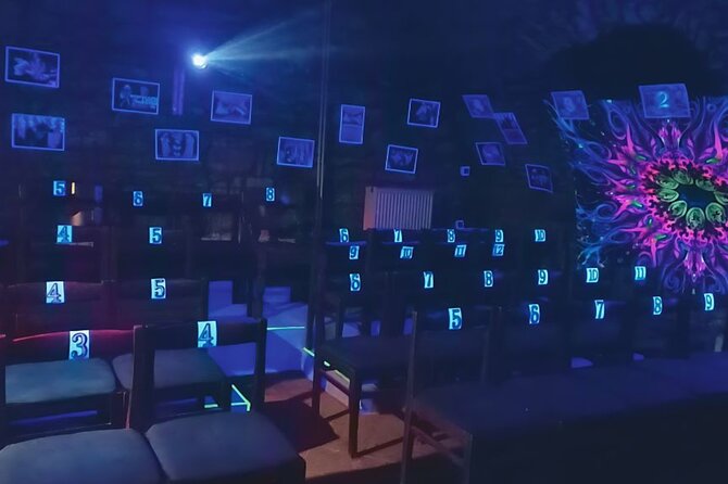 Underground Black Light Theatre Interactive Show in Prague - Seating Comfort in a 50-Seat Room